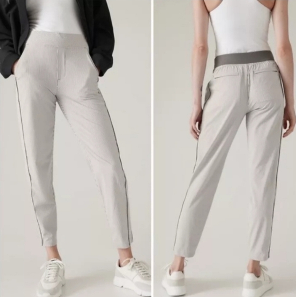 Athleta Brooklyn Hickory Striped‎ Ankle Pants Size 14 NWOT